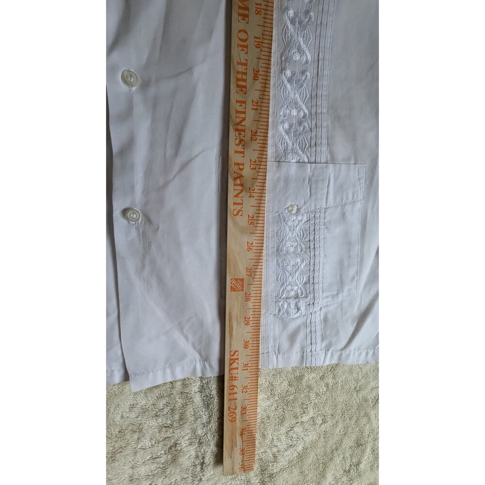 PLATOON Guayabera‎ Pleated Button Down Short Sleeve Shirt XL - Picture 9 of 10
